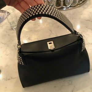 Michael Kors Collection Black Leather Purse with Silver Studs